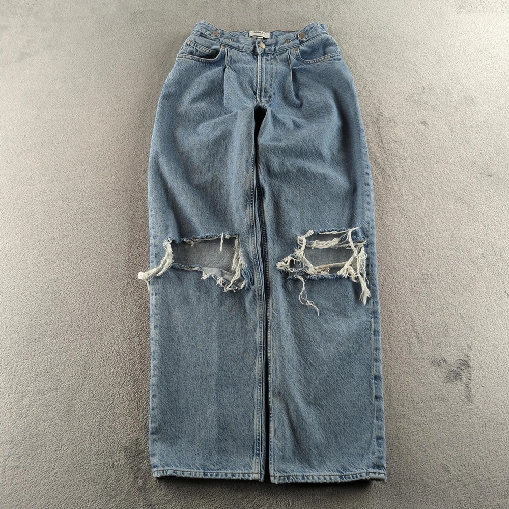 AGOLDE Jeans Womens 25 Light Wash Baggy High Rise Wide Leg Distressed Denim